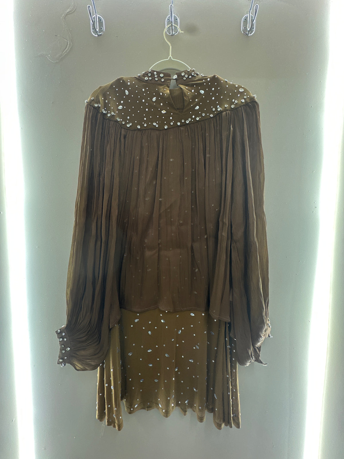 Crystal Pleated Chiffon Dress