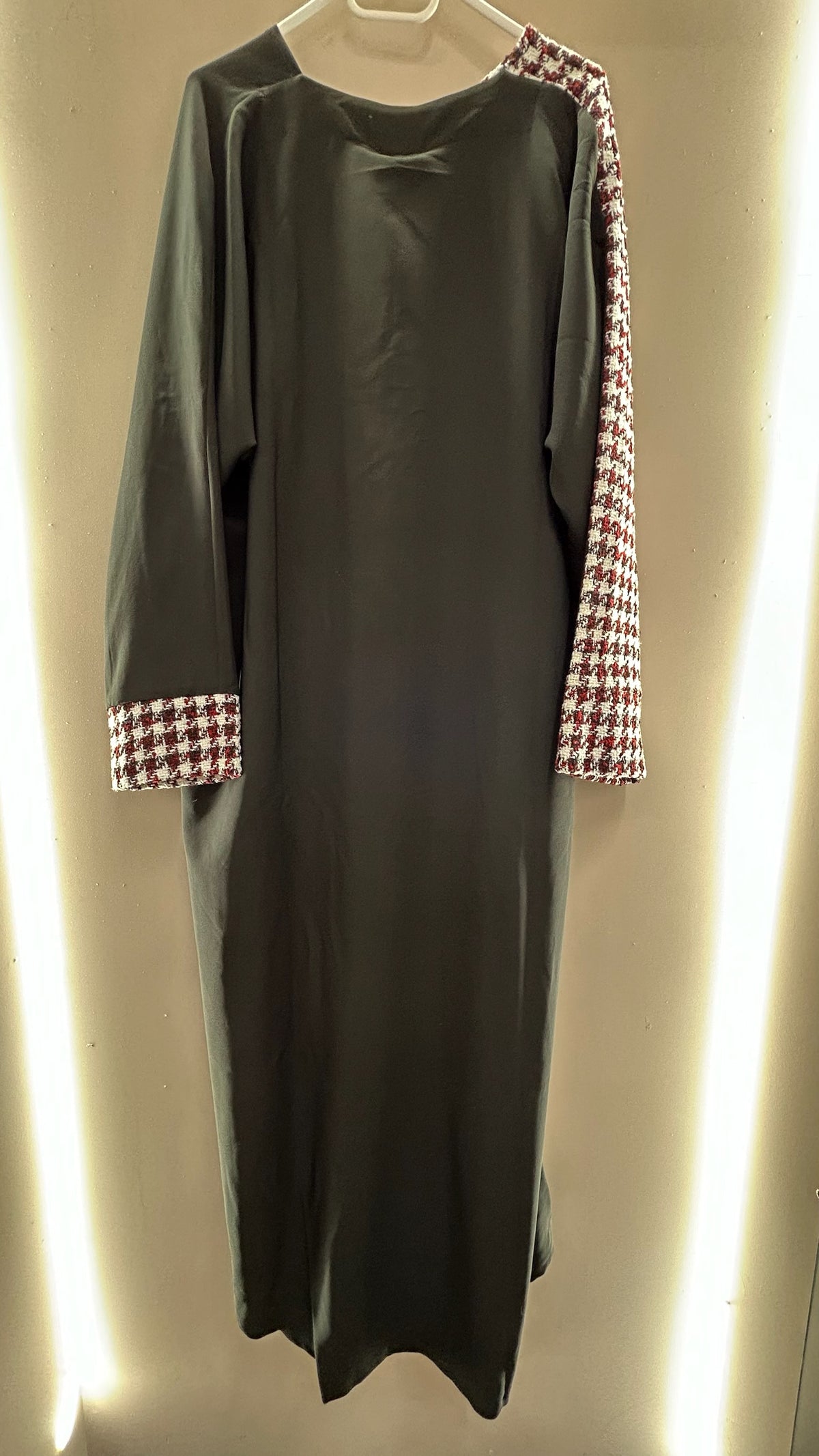 Houndstooth Contrast Open Abaya