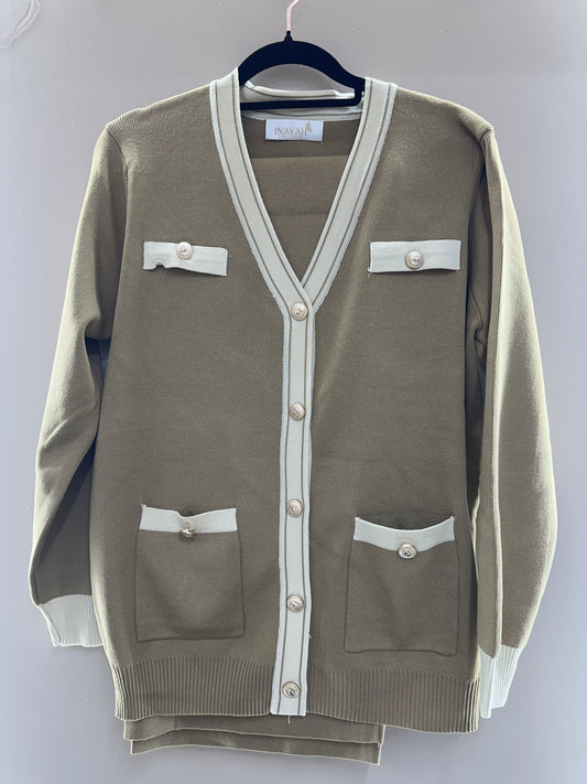 Contrast Trim Luxe Knit Cardigan