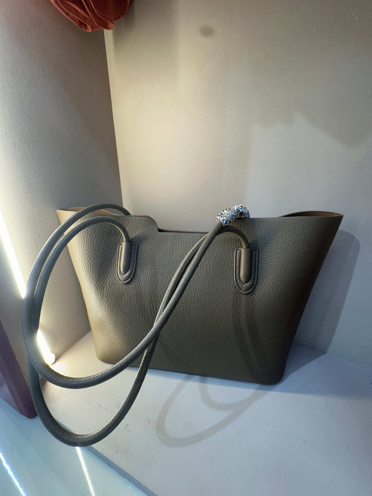 Taupe Scarf Detail Tote Bag
