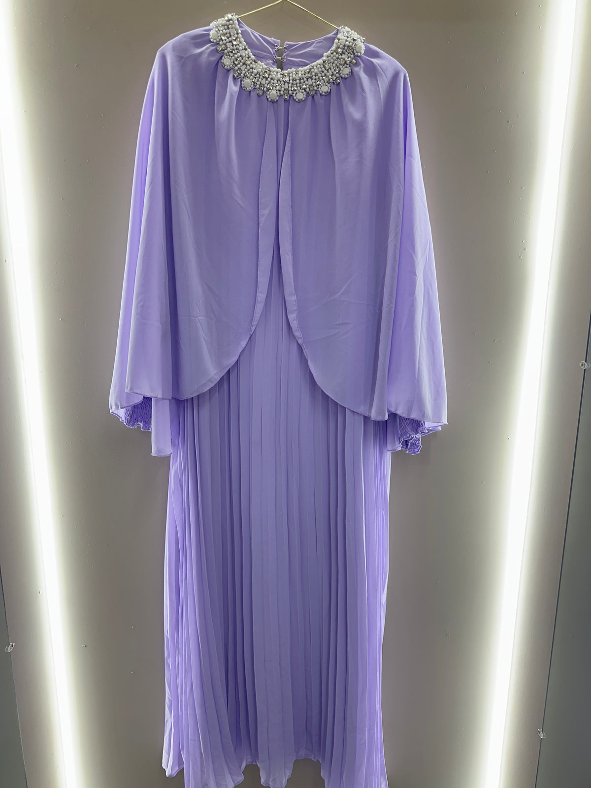 Pearl Grace Pleated Cape Maxi Dress
