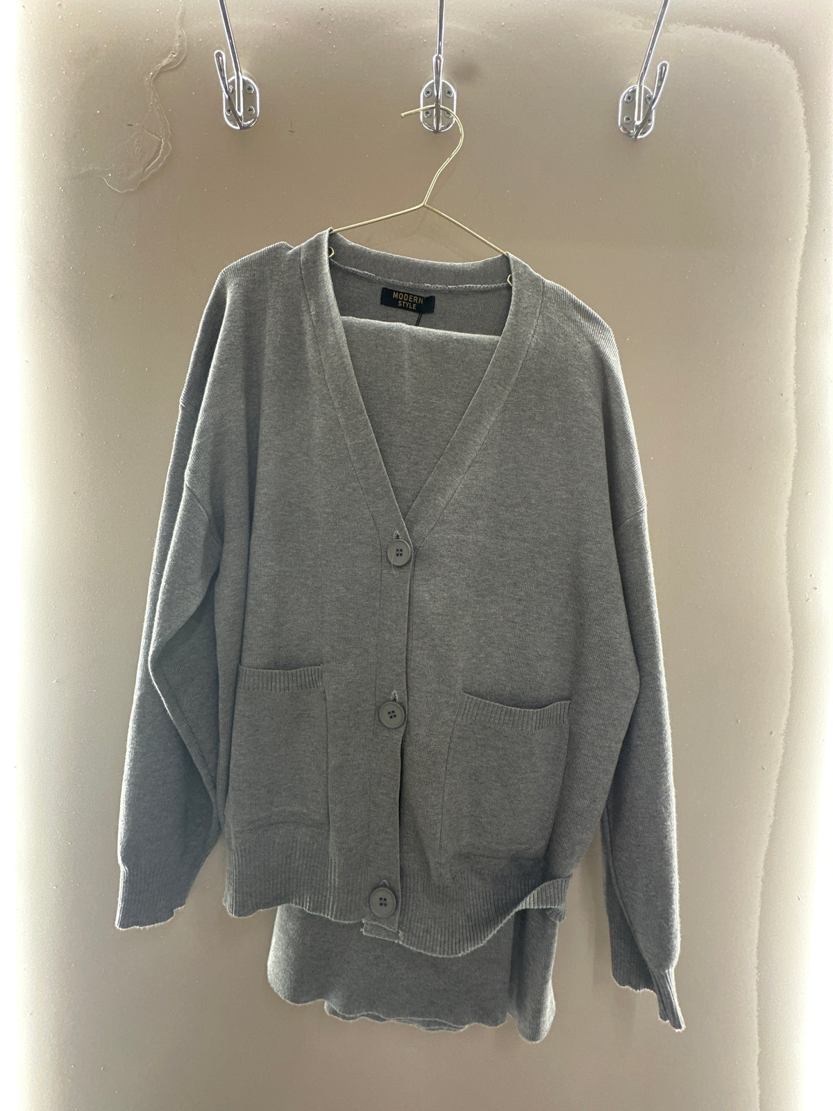 Grey Knit Cardigan Co-Ord