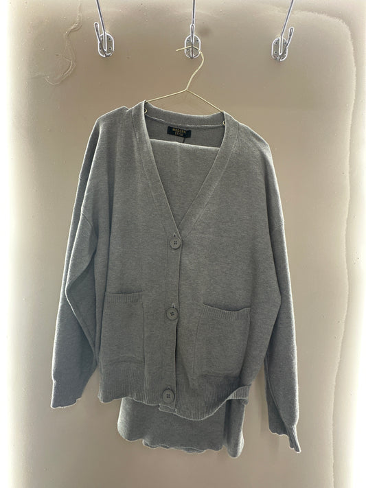 Grey Knit Cardigan Co-Ord