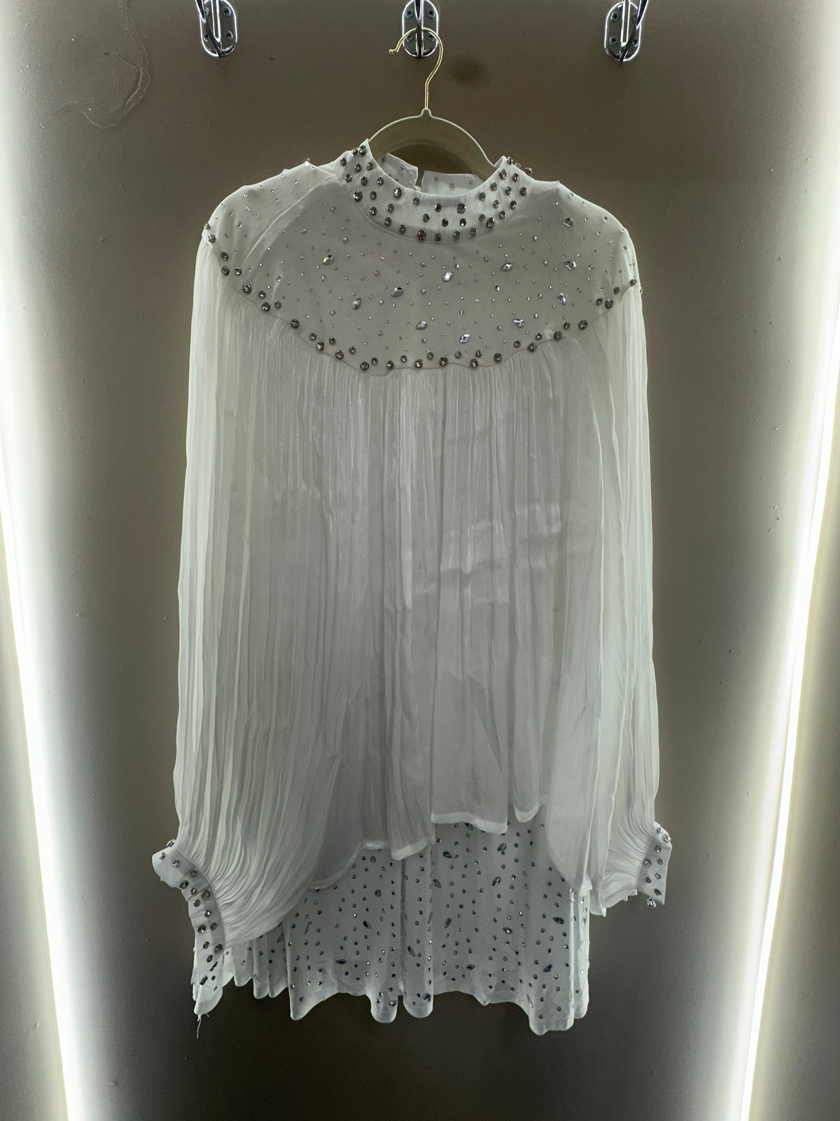 Crystal Pleated Chiffon Dress