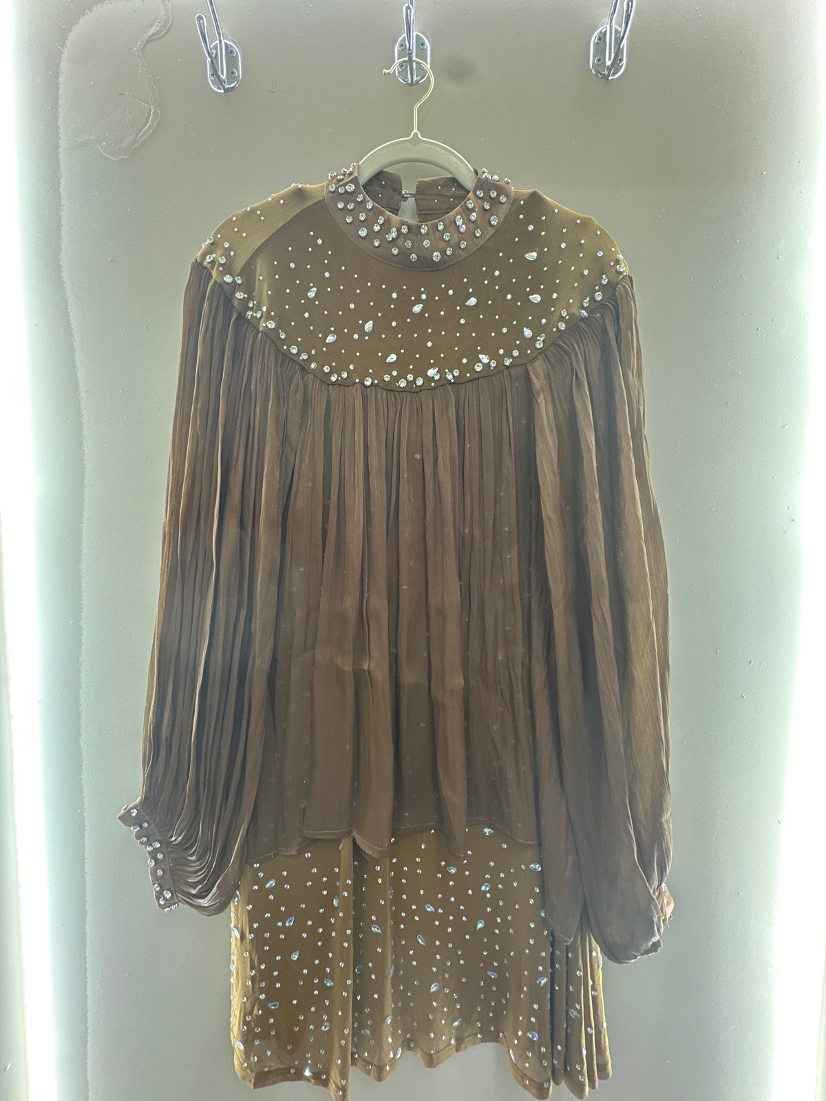 Crystal Pleated Chiffon Dress