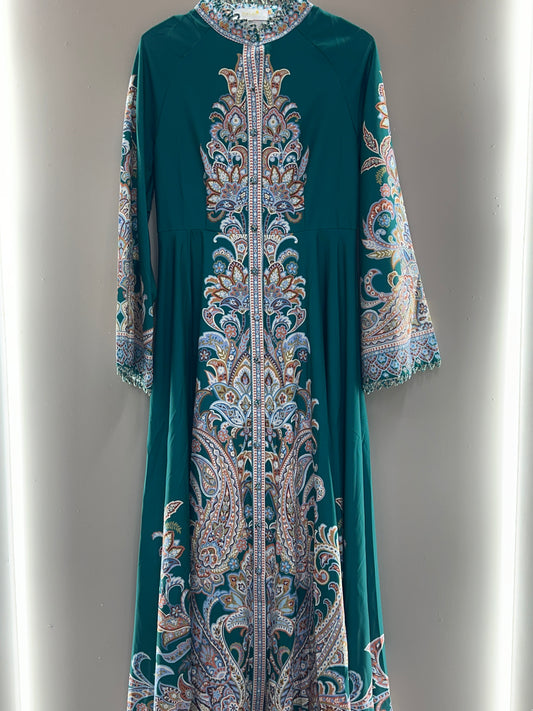 Emerald Paisley Maxi Dress