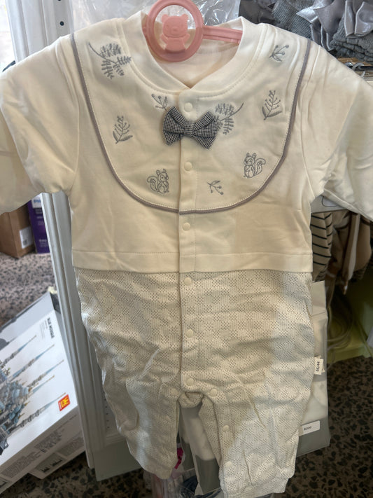 Boys white bow romper