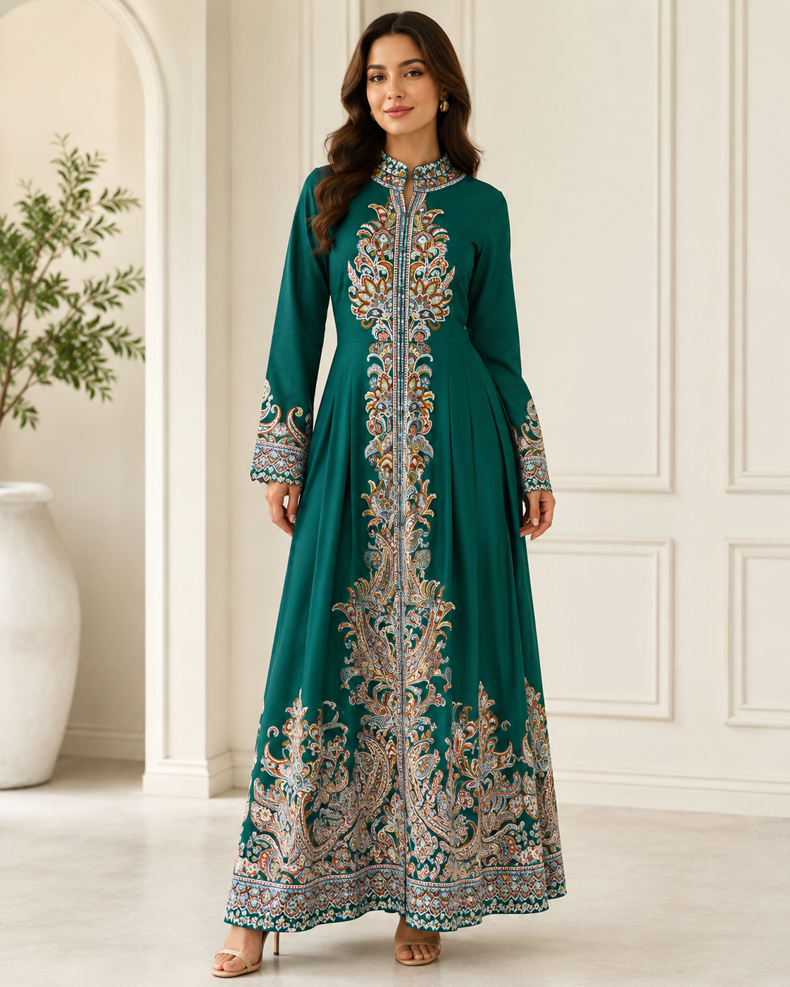 Emerald Paisley Maxi Dress