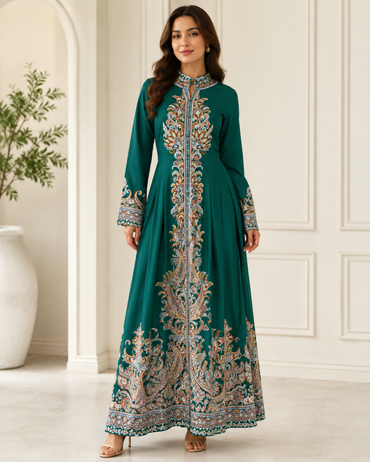 Emerald Paisley Maxi Dress