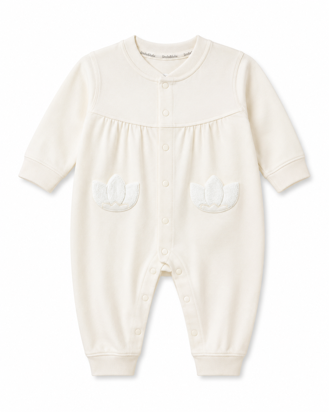 Light Pink Lotus Detail Baby Romper