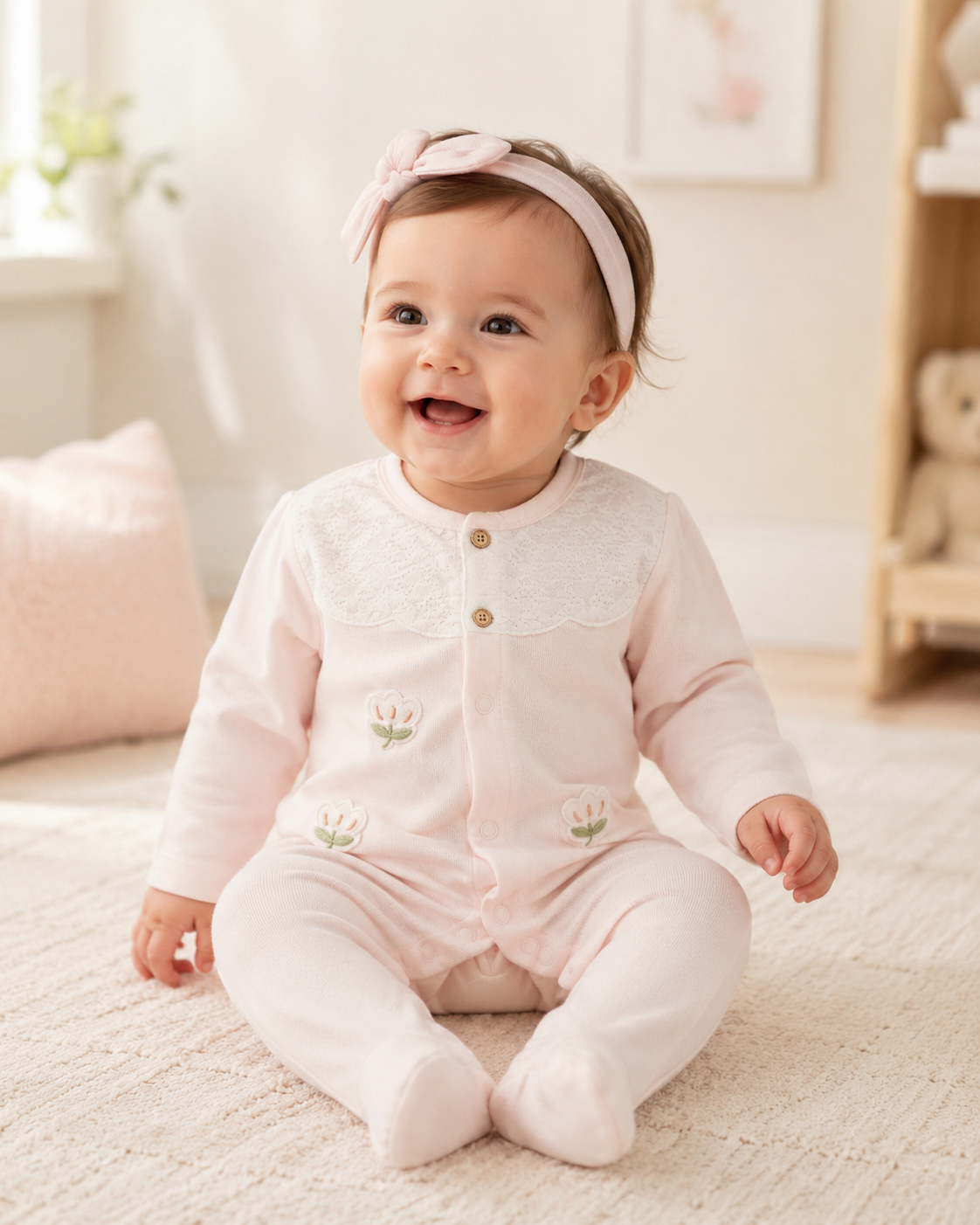 Floral Lace Baby Romper