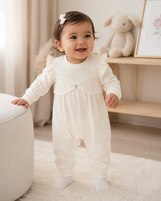 Embroidered Lace Baby Romper