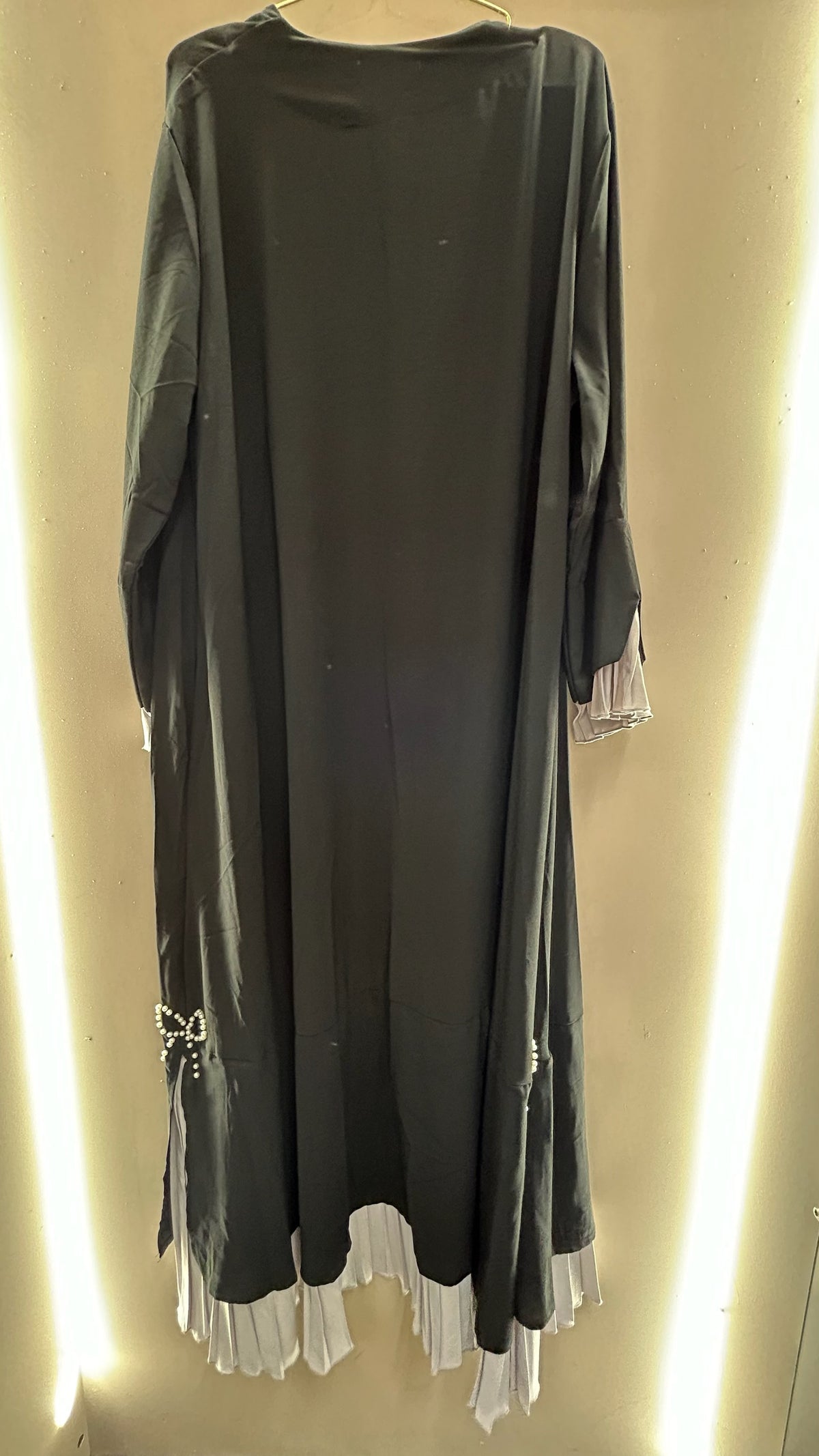 Pleated Hem Open Abaya Set