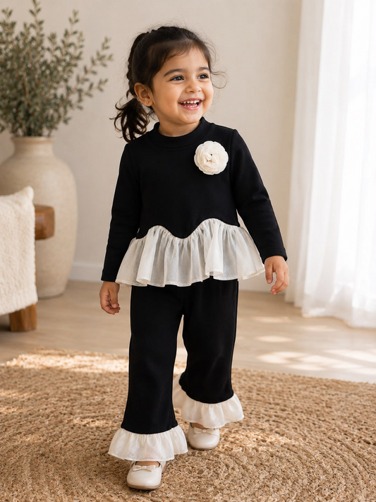 Noir Ivory Ruffle Two-Piece Set