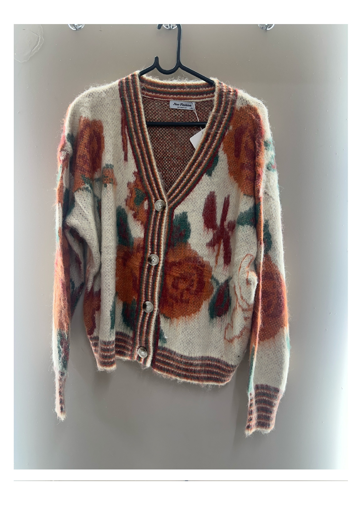 Floral button knit cardigan