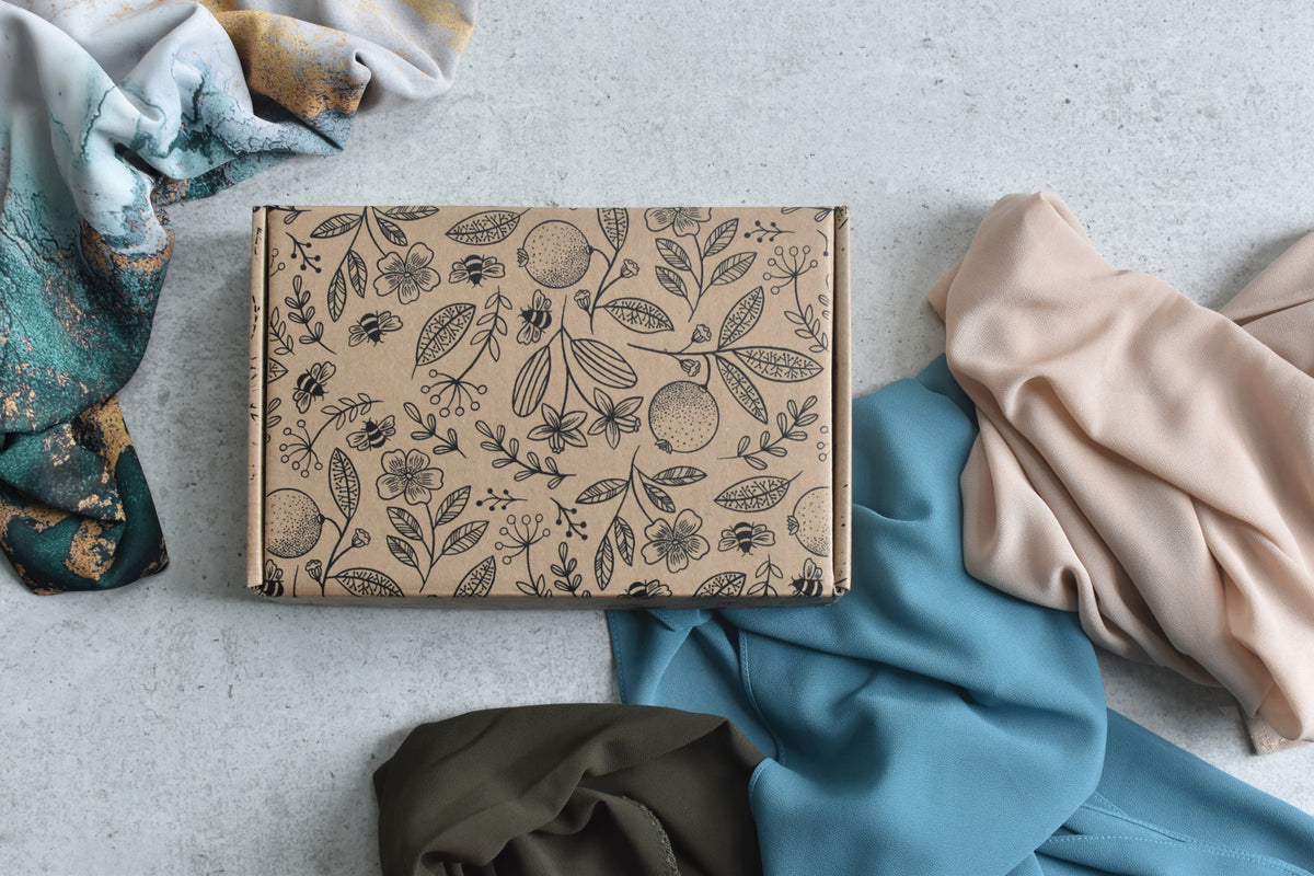 3 scarves box and ribbon Eid gift set — view 2