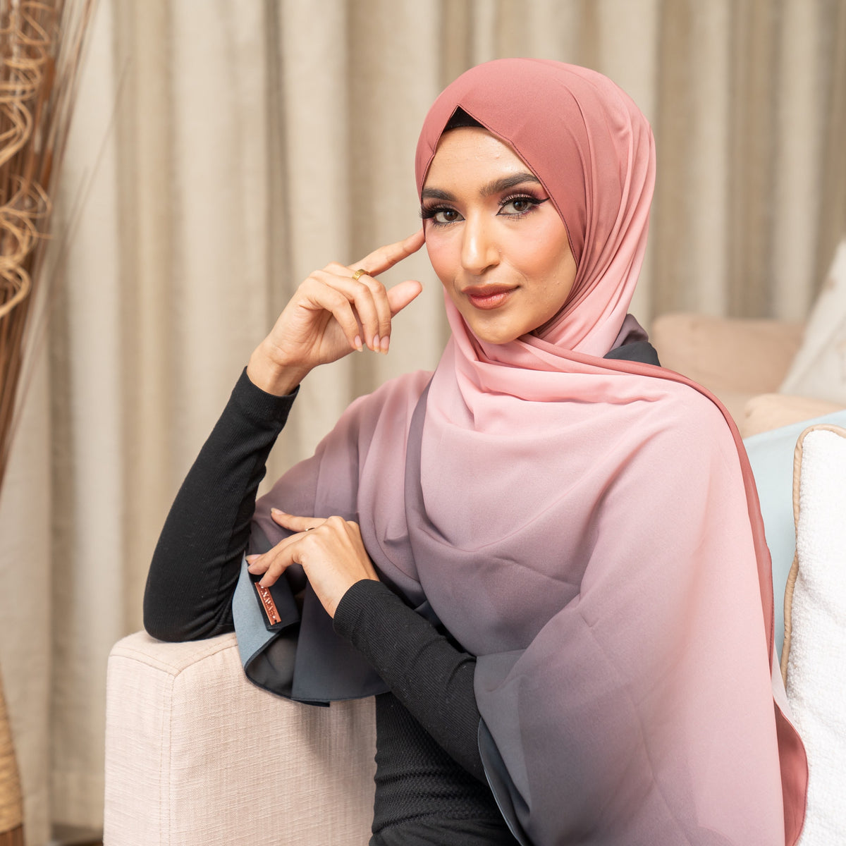 Salmon Sunset ~ Premium Ombre Chiffon — view 3